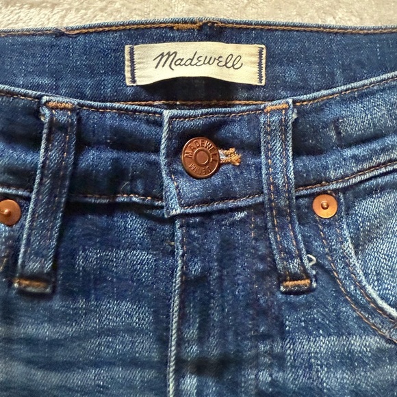 Madewell Blue Straight Leg Jeans with Distressed Look - Picture 5 of 9